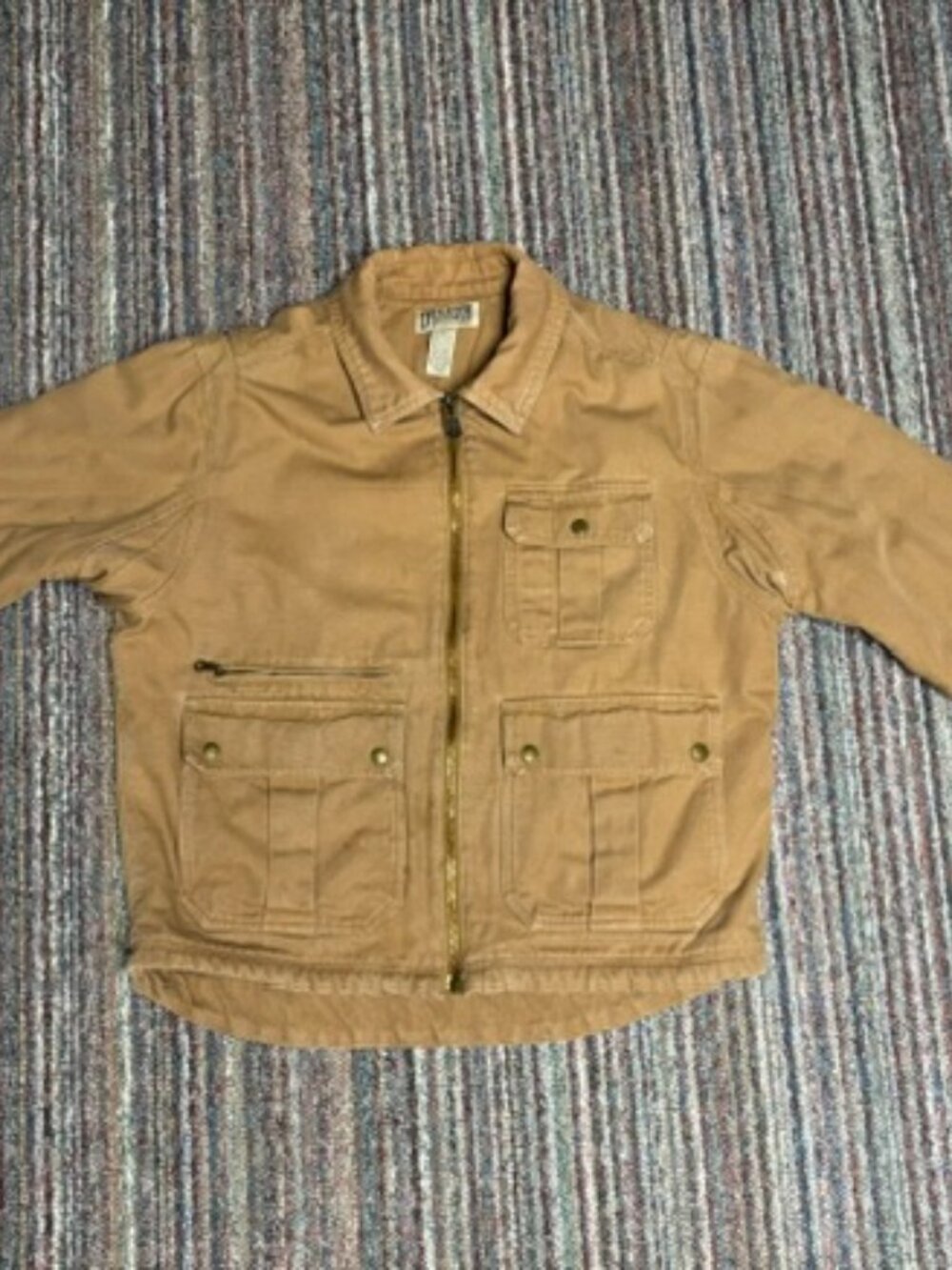 Duluth Trading Co Fire Hose Work Jacket Mens Large Brown Canvas Heavyweight Work